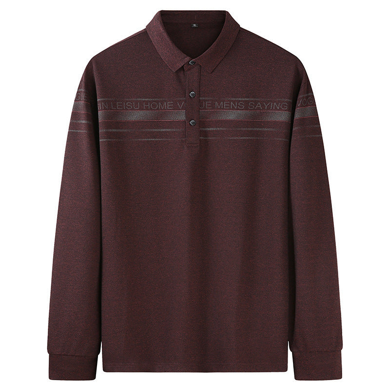 Herren Langarm-Poloshirt aus Feinstrick mit Hemdkragen, Knopfleiste und Jacquardstreifen Drune