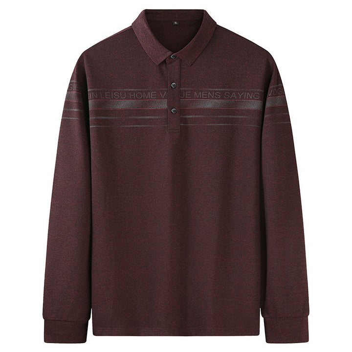 Herren Langarm-Poloshirt aus Feinstrick mit Hemdkragen, Knopfleiste und Jacquardstreifen Drune