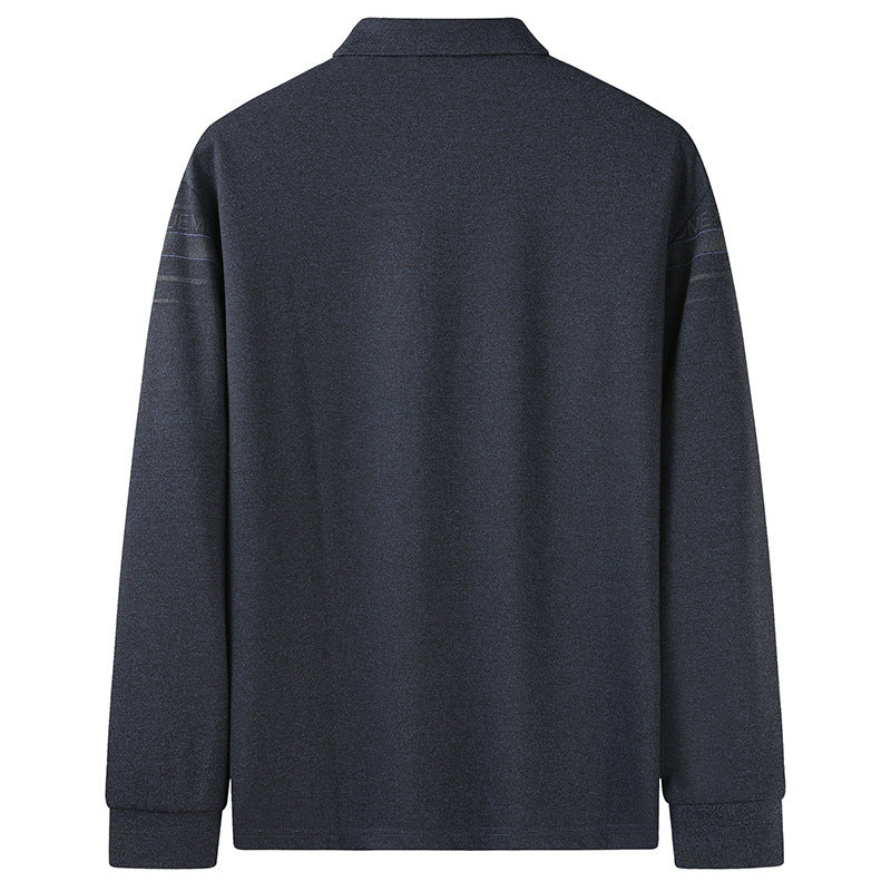 Herren Langarm-Poloshirt aus Feinstrick mit Hemdkragen, Knopfleiste und Jacquardstreifen Drune