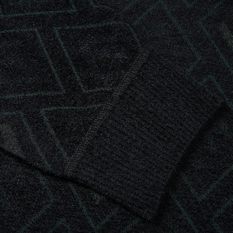 Herren Feinstrickpullover mit Jacquard‑Rautenstruktur und Rundhalsausschnitt Drune
