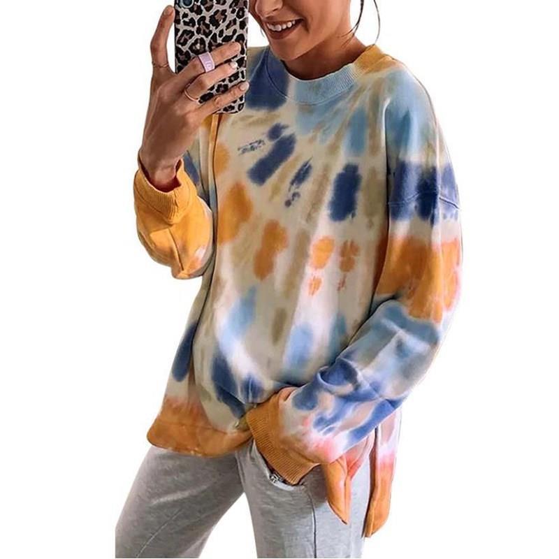 Damen lässiges Batik Sweatshirt mit oversized Schnitt und bequemem Rundhalsausschnitt Drune
