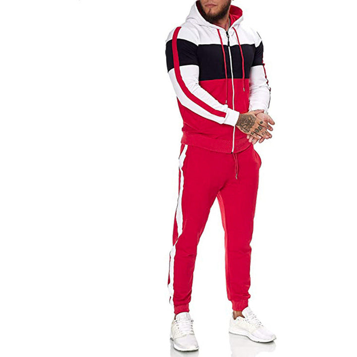 Herren Sportanzug mit Kapuze und modernem Farbblockdesign Drune