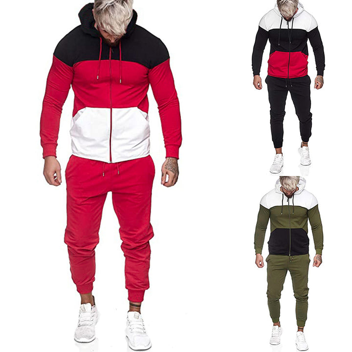 Herren City-Casual Jogginganzug mit Kapuzen‑Zipjacke und tapered Jogginghose aus Baumwollmix Drune