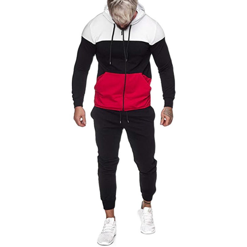 Herren City-Casual Jogginganzug mit Kapuzen‑Zipjacke und tapered Jogginghose aus Baumwollmix Drune