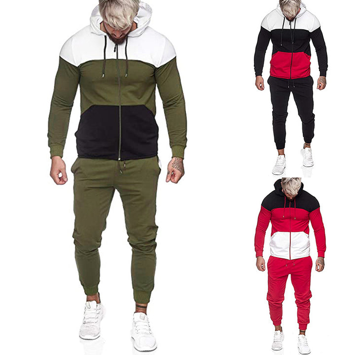 Herren City-Casual Jogginganzug mit Kapuzen‑Zipjacke und tapered Jogginghose aus Baumwollmix Drune