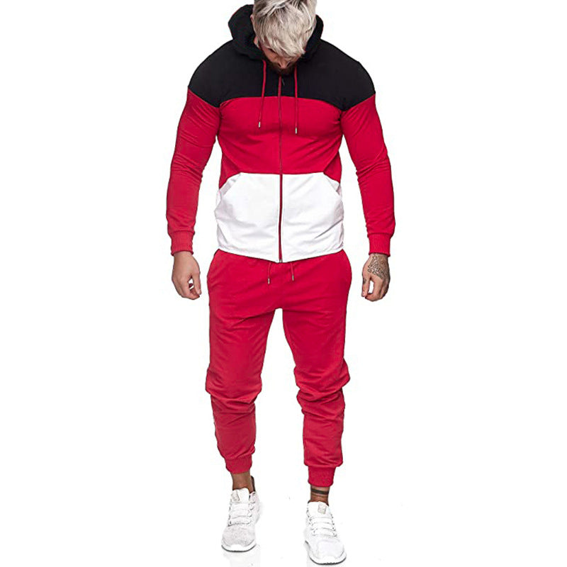 Herren City-Casual Jogginganzug mit Kapuzen‑Zipjacke und tapered Jogginghose aus Baumwollmix Drune