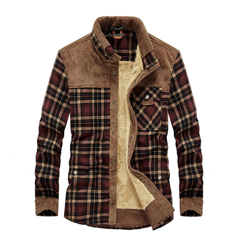 Herren Karierte Flanelljacke mit Teddyfutter Drune