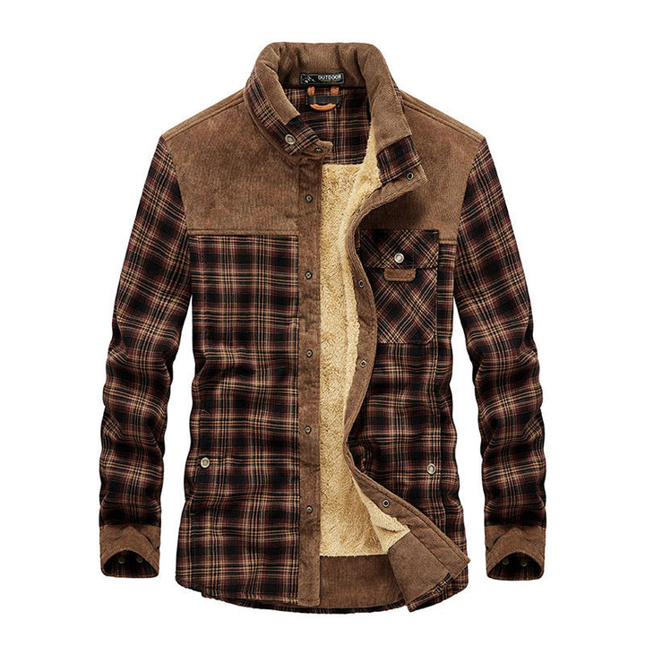 Herren Karierte Flanelljacke mit Teddyfutter Drune