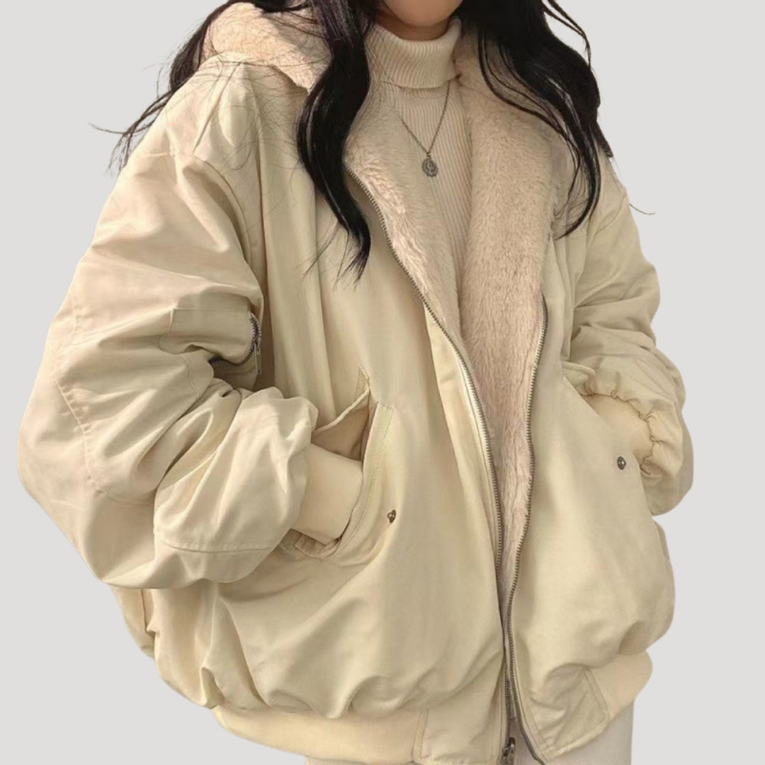 Drune | Damen Sherpa Fleece Teddy Jacke Winterstil