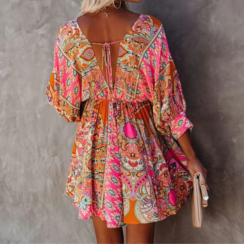 Drune | Trendy Kurze Boho Blumenkleid für Damen