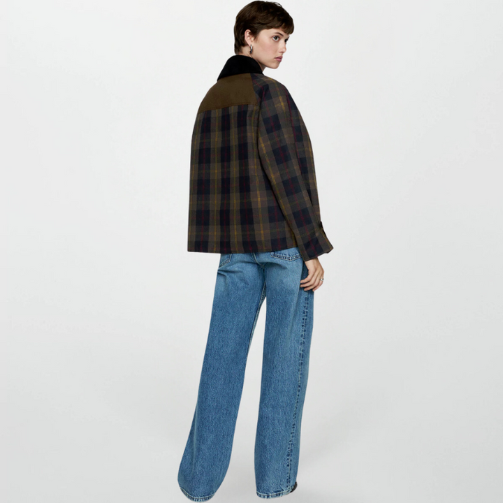 Drune | Trendy Damen Karomuster Zip-Up Jacke