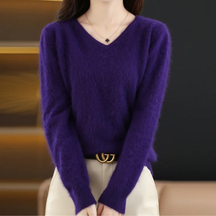 Drune | Cashmere Pullover Damen V-ausschnitt Leichter und Weicher Strickpullover