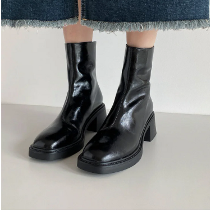 Drune | Stilvolle Leder Ankle Boots mit Blockabsatz für Damen Damen Ankle Boots