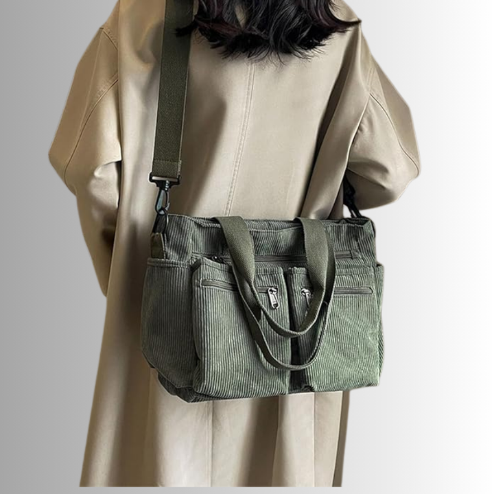 Drune | Cord Schultertasche Mit Mehreren Taschen Für Damen