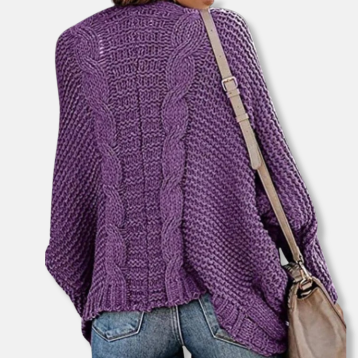 Drune | Woll Übergroßer Cardigan - Gerippter Offener Fronttaschen Cardigan