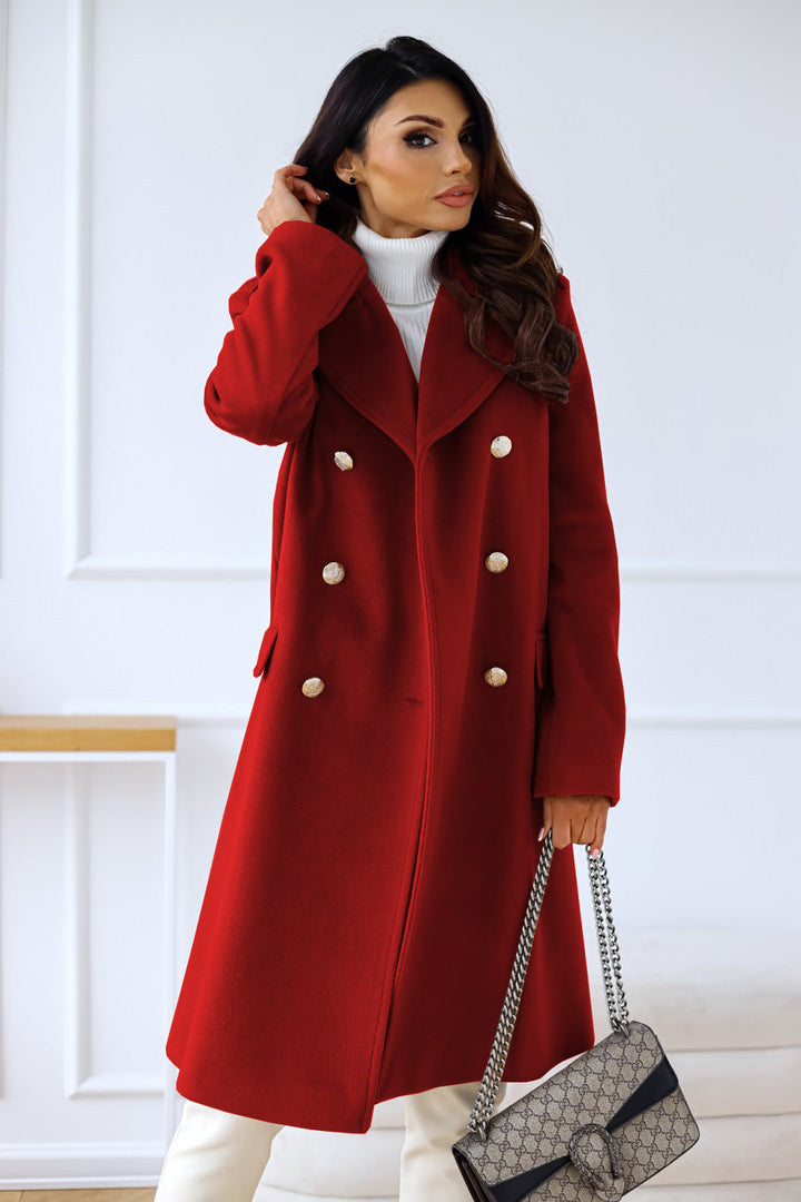Drune | Langmantel Wollmischung Lässiger Schnitt Doppelreiher Elegante Drapierung
