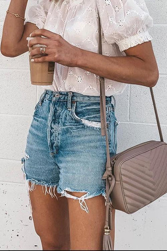 Drune | Rosiedress Raw Hem Gerissene Zerrissene Denim Shorts