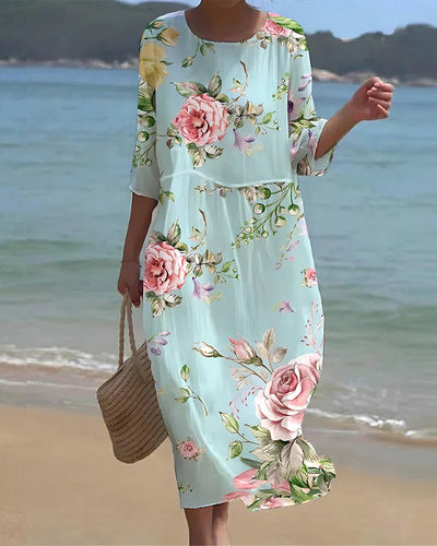 Drune | Stilvolle Blumen Midi Kleid