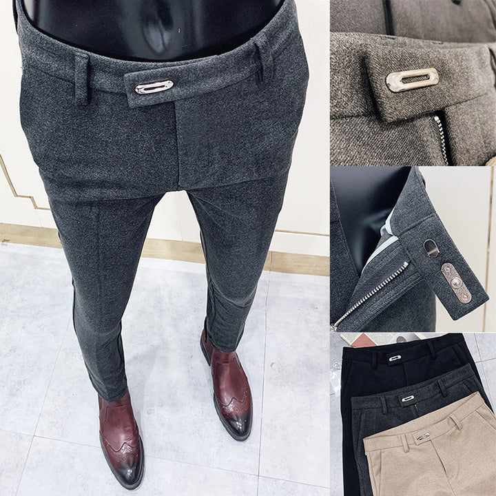 Herren nan tapered Businesshose mit elastischem Bund, verdecktem Verschluss und schmaler Schnitt Drune
