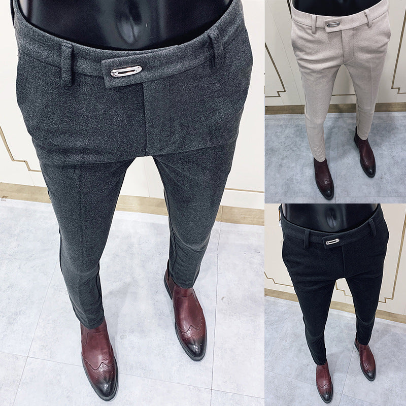 Herren nan tapered Businesshose mit elastischem Bund, verdecktem Verschluss und schmaler Schnitt Drune