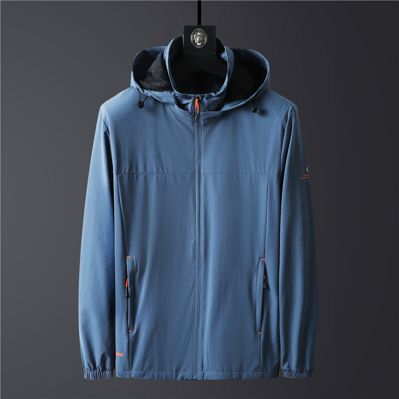 Herren Ultraleichte atmungsaktive Softshell-Funktionsjacke mit Kapuze und elastischen Bündchen Drune