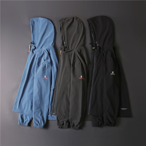 Herren Ultraleichte atmungsaktive Softshell-Funktionsjacke mit Kapuze und elastischen Bündchen Drune