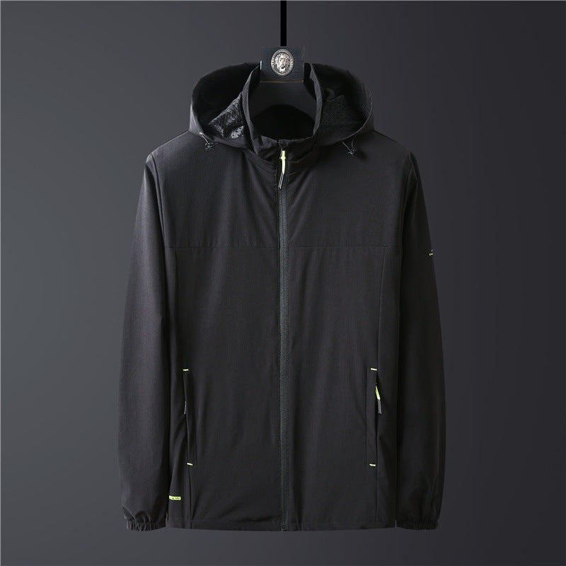 Herren Ultraleichte atmungsaktive Softshell-Funktionsjacke mit Kapuze und elastischen Bündchen Drune