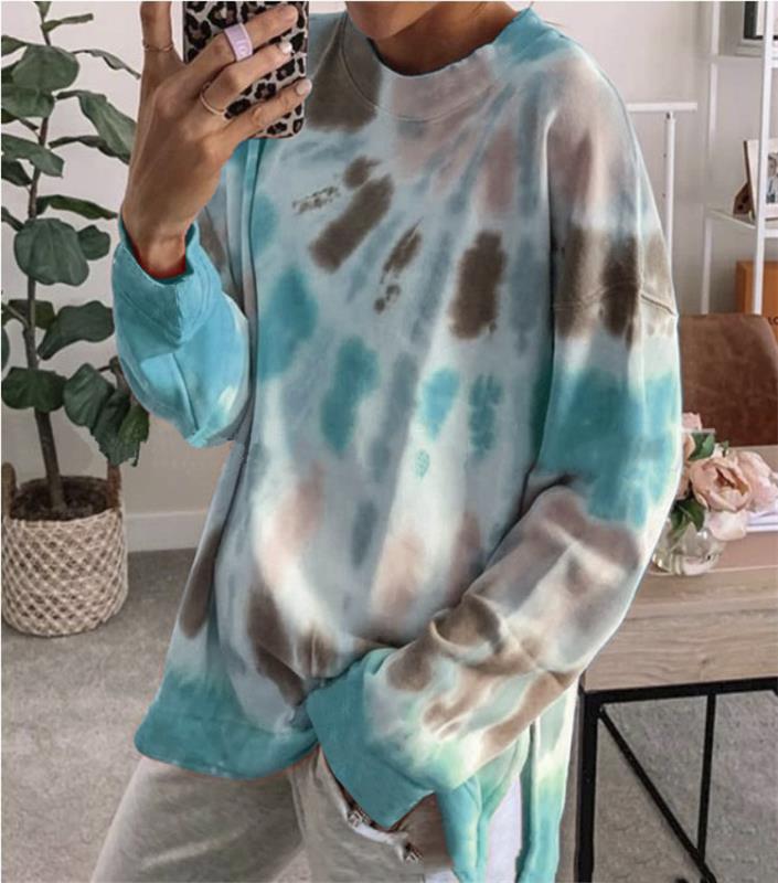 Damen lässiges Batik Sweatshirt mit oversized Schnitt und bequemem Rundhalsausschnitt Drune