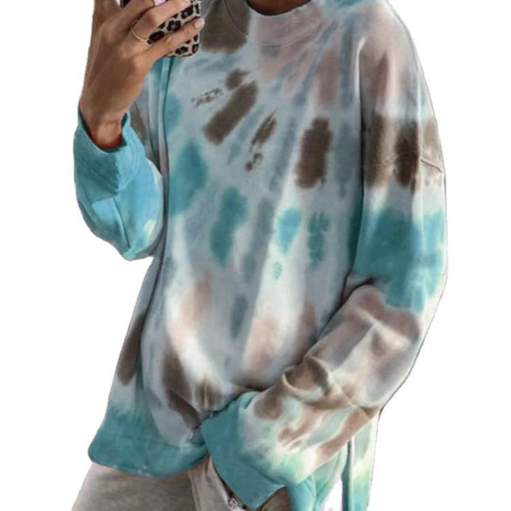 Damen lässiges Batik Sweatshirt mit oversized Schnitt und bequemem Rundhalsausschnitt Drune