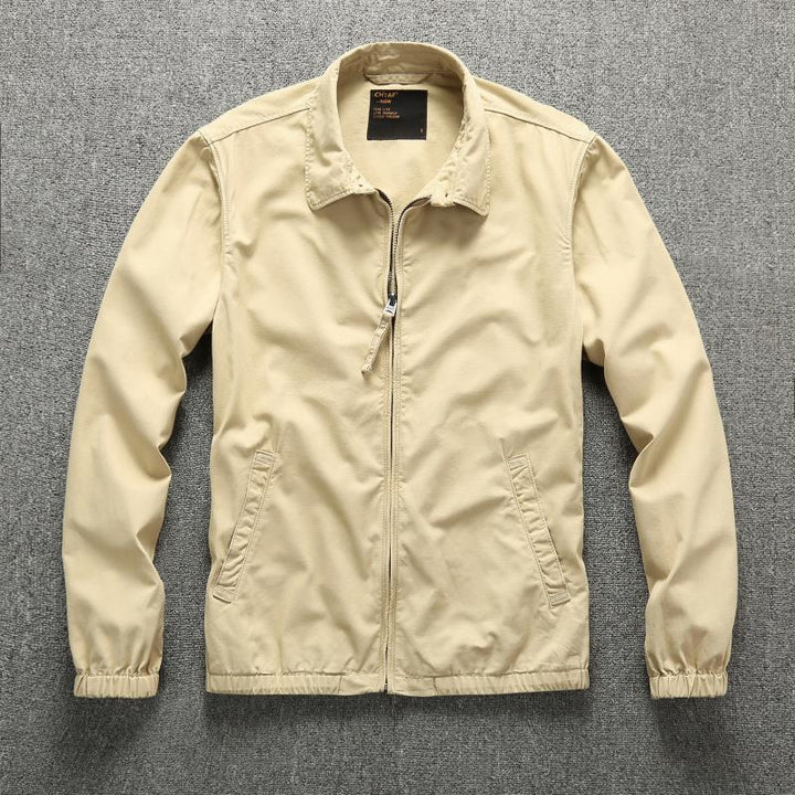 Herren Leichte Harrington-Jacke mit Reißverschluss, Stehkragen und elastischen Bündchen Drune