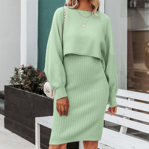 Damen Strickkleid mit abnehmbarem Oberteil und eleganter Rippstruktur Drune