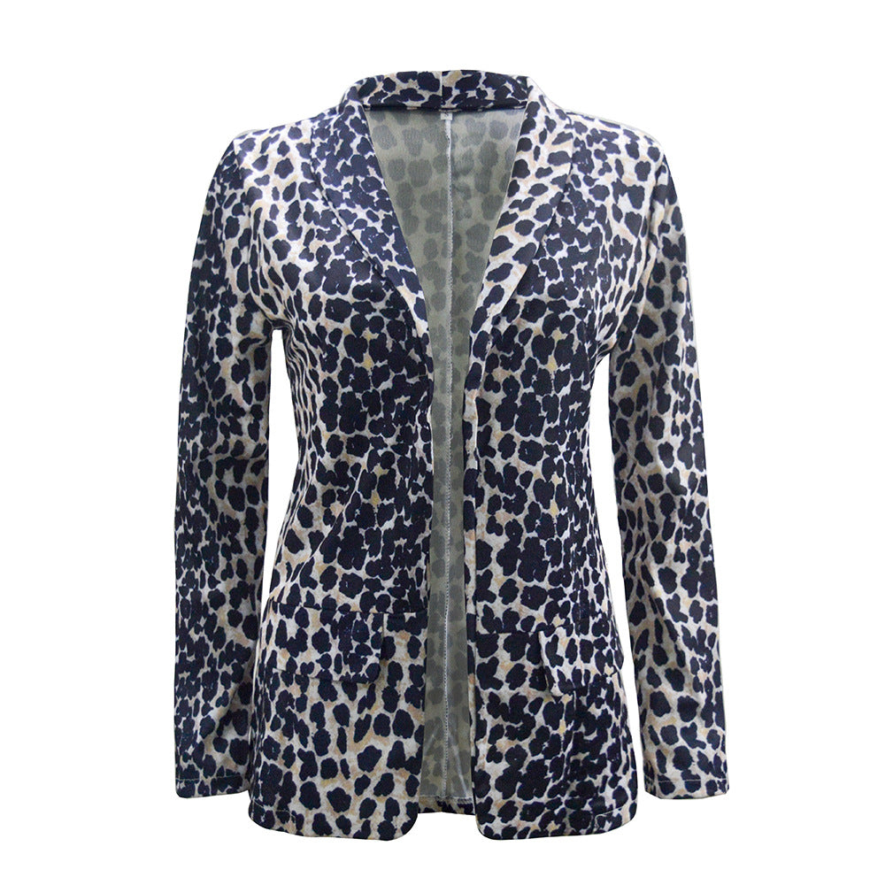 Damen Leichter Longblazer mit Schlangenprint, offener Front und aufgesetzten Taschen Drune