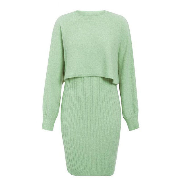 Damen Strickkleid mit abnehmbarem Oberteil und eleganter Rippstruktur Drune