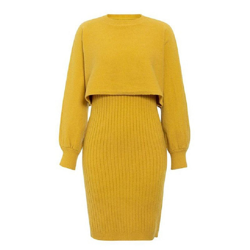 Damen Strickkleid mit abnehmbarem Oberteil und eleganter Rippstruktur Drune