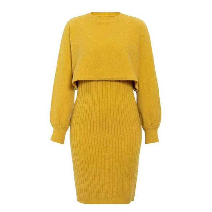 Damen Strickkleid mit abnehmbarem Oberteil und eleganter Rippstruktur Drune