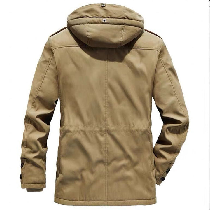 Herren Winterparka mit Teddyfutter, abnehmbarer Kapuze und Multifunktionstaschen Drune