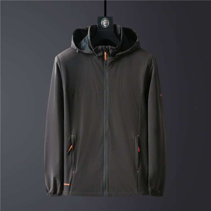 Herren Ultraleichte atmungsaktive Softshell-Funktionsjacke mit Kapuze und elastischen Bündchen Drune