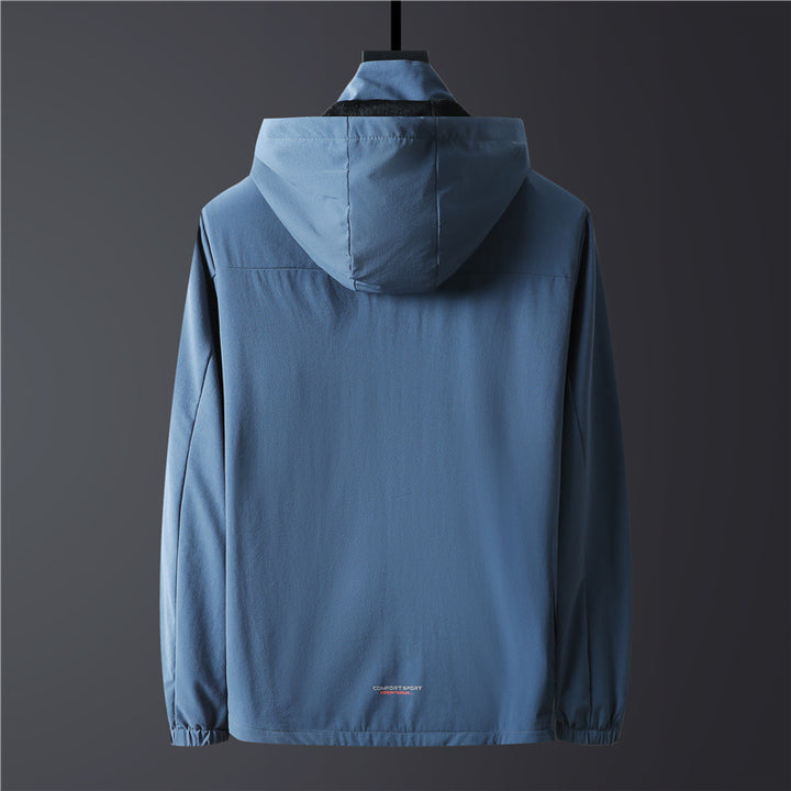 Herren Ultraleichte atmungsaktive Softshell-Funktionsjacke mit Kapuze und elastischen Bündchen Drune