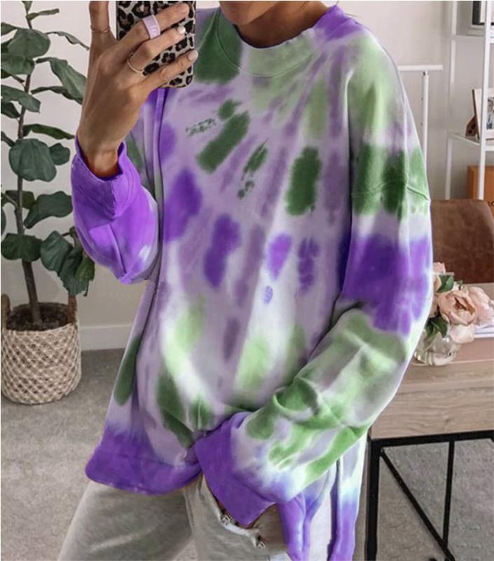 Damen lässiges Batik Sweatshirt mit oversized Schnitt und bequemem Rundhalsausschnitt Drune
