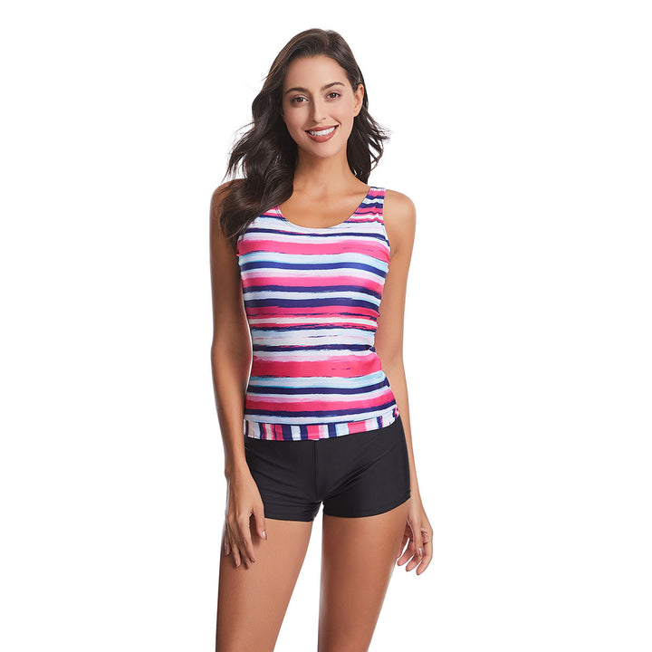 Damen Sportliches Tankini-Set mit modischem Streifenmuster Drune