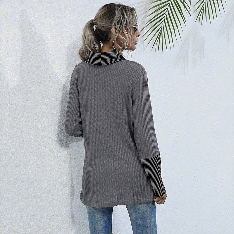 Damen lässiges Langarmshirt mit schickem Kragen und Knopfdetails Drune