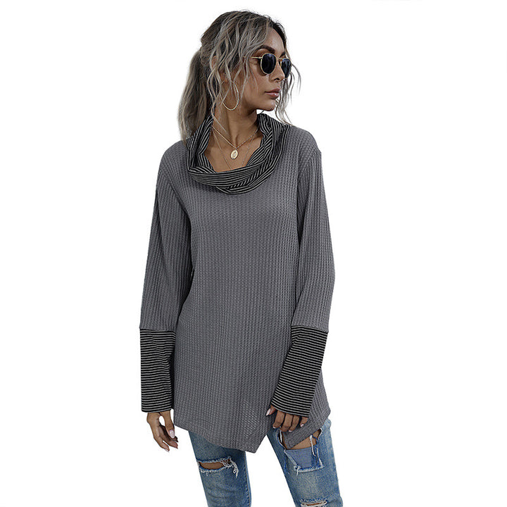 Damen lässiges Langarmshirt mit schickem Kragen und Knopfdetails Drune