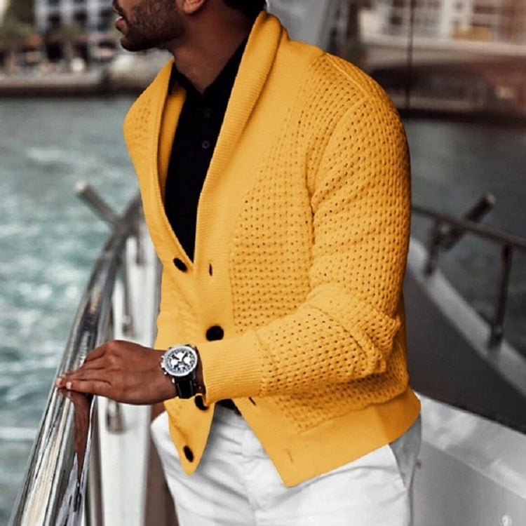 Herren lässiger Strickcardigan mit innovativem Lochmuster und modernem Schnitt Drune