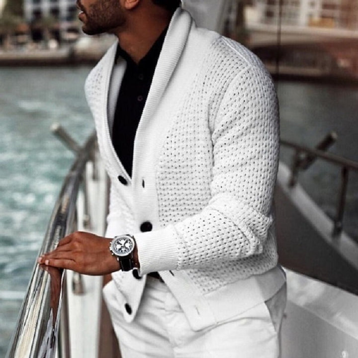 Herren lässiger Strickcardigan mit innovativem Lochmuster und modernem Schnitt Drune