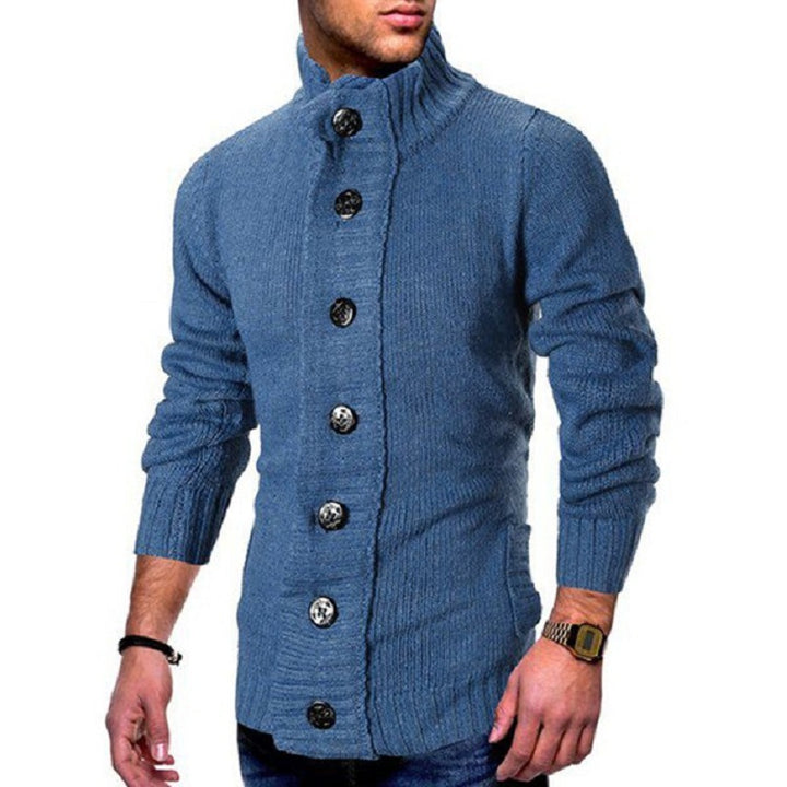 Herren Strickcardigan mit hohem Knopfkragen und figurbetontem Schnitt Drune