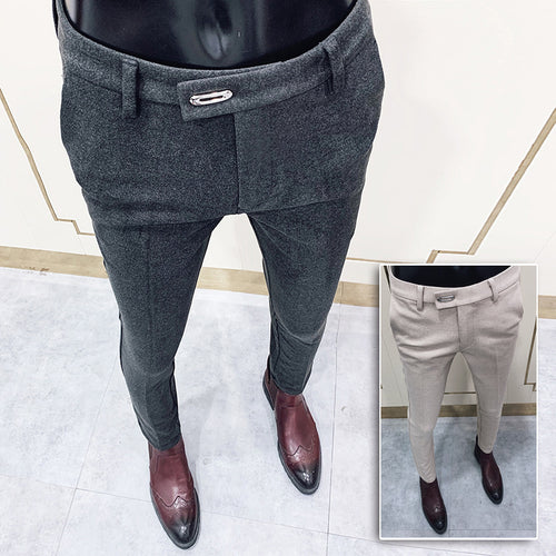 Herren nan tapered Businesshose mit elastischem Bund, verdecktem Verschluss und schmaler Schnitt Drune