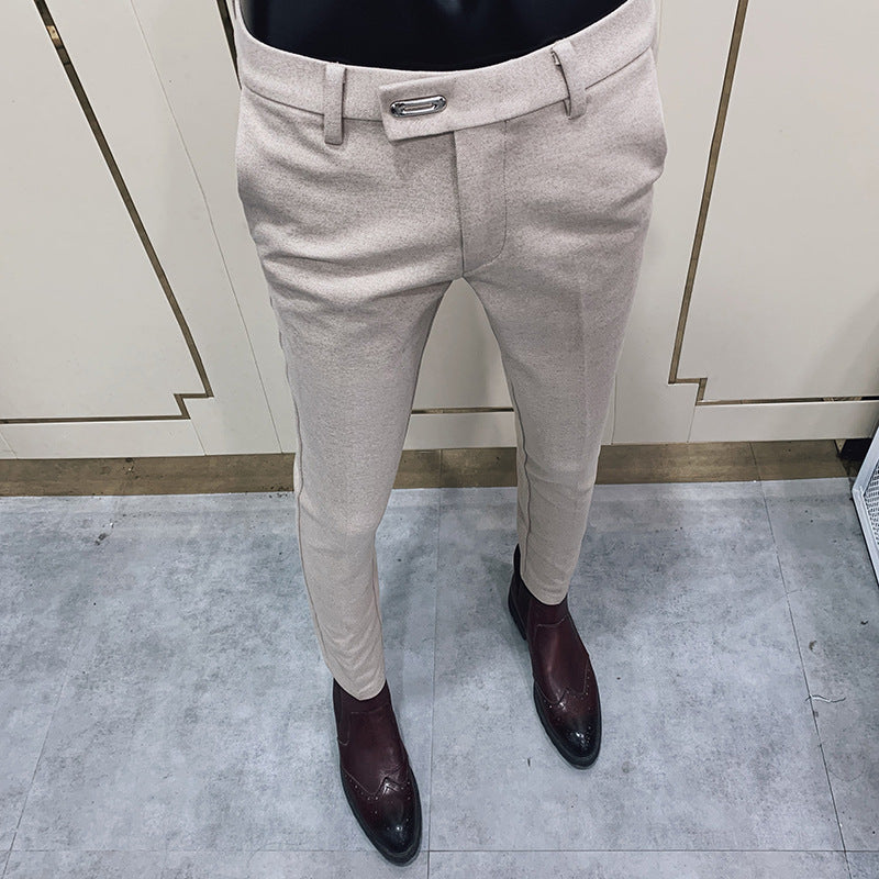 Herren nan tapered Businesshose mit elastischem Bund, verdecktem Verschluss und schmaler Schnitt Drune
