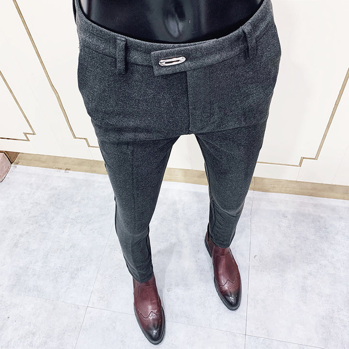 Herren nan tapered Businesshose mit elastischem Bund, verdecktem Verschluss und schmaler Schnitt Drune