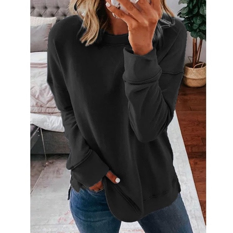 Damen lässiger Sweatshirt mit strukturiertem Design und überschnittenen Schultern Drune
