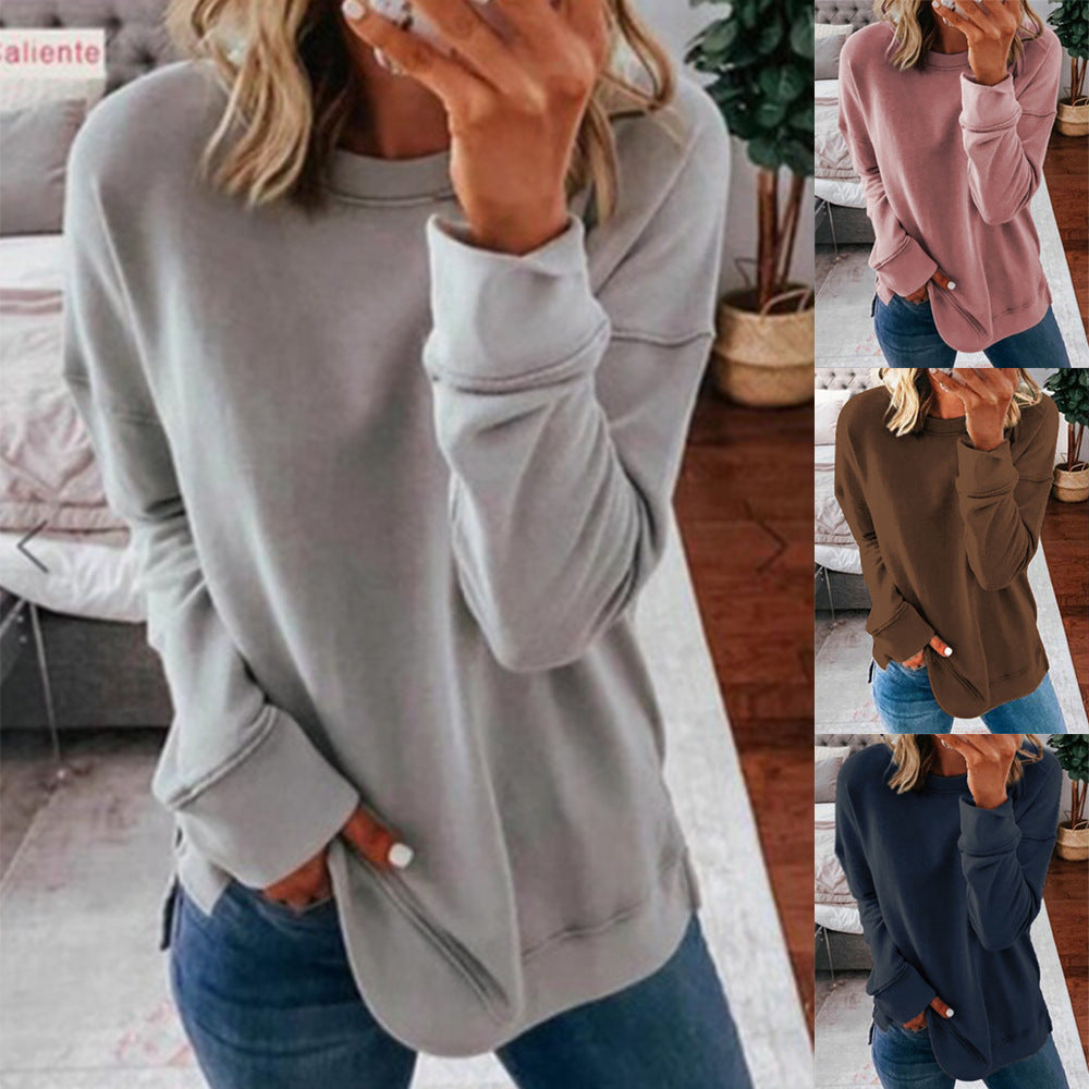 Damen lässiger Sweatshirt mit strukturiertem Design und überschnittenen Schultern Drune